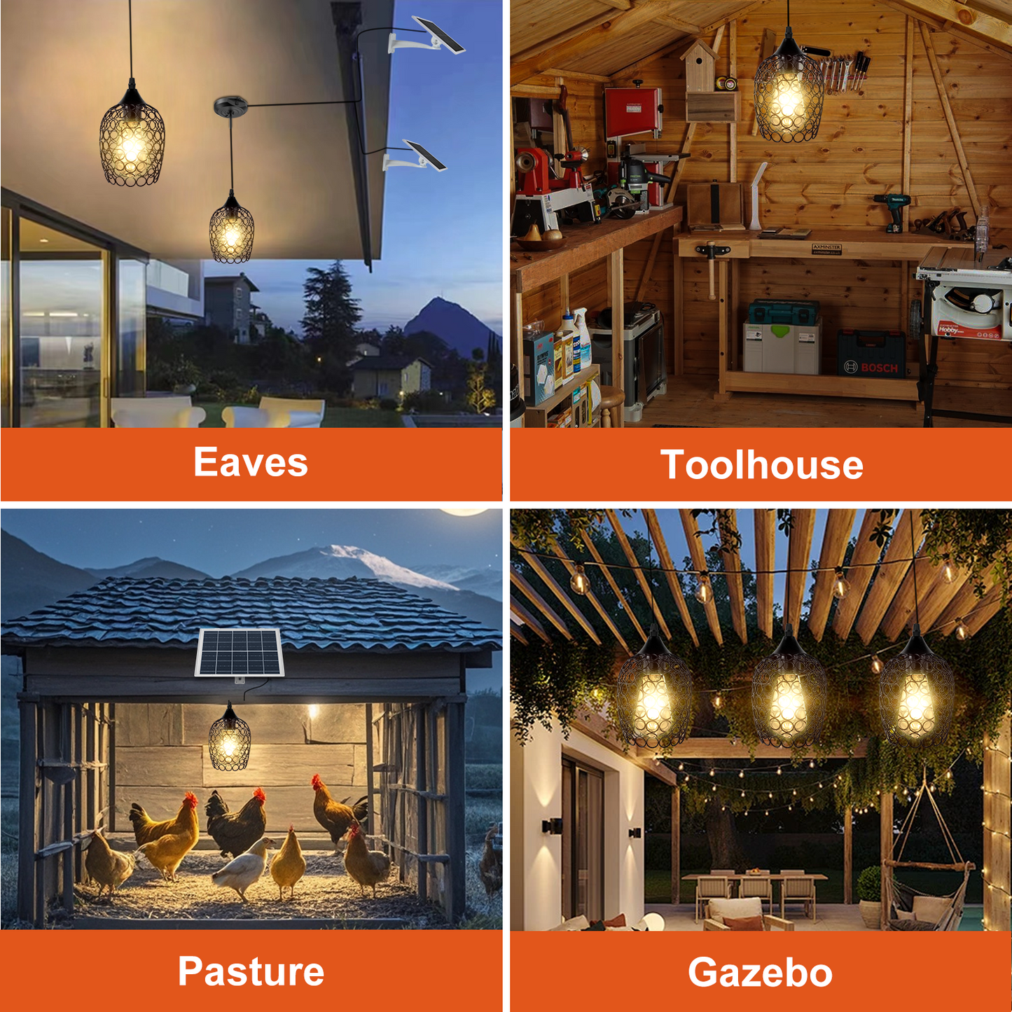 Vintage Industrial Solar Pendant Light