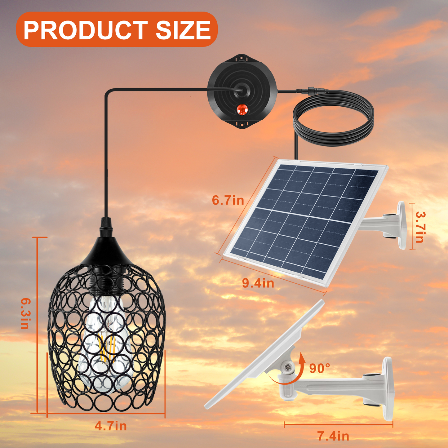 Vintage Industrial Solar Pendant Light